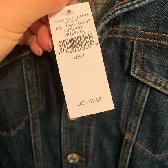 American Eagle Denim Long Sleeve Button Down Dress size 4 - Picture 3 of 6